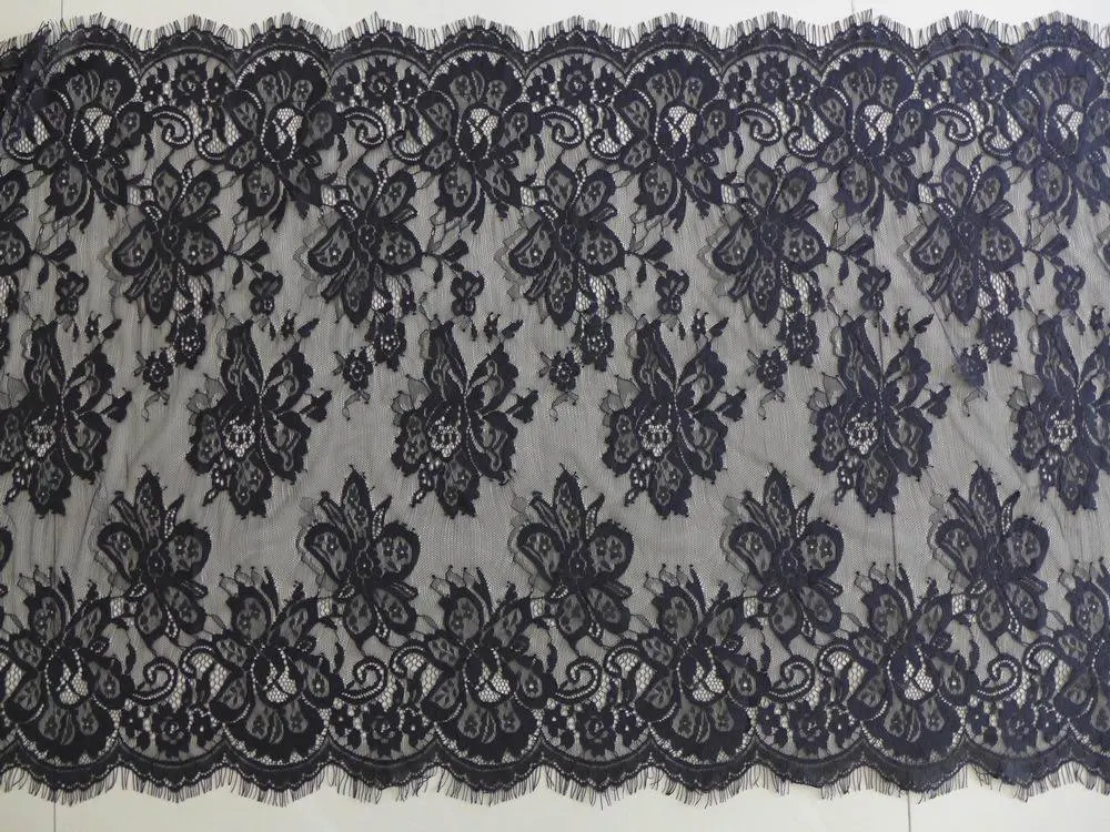

3M Soft French Chantilly Floral Eyelash Lace Fabric In Black for Mantilla, Lace jacket, Chapel Veil, Costume design
