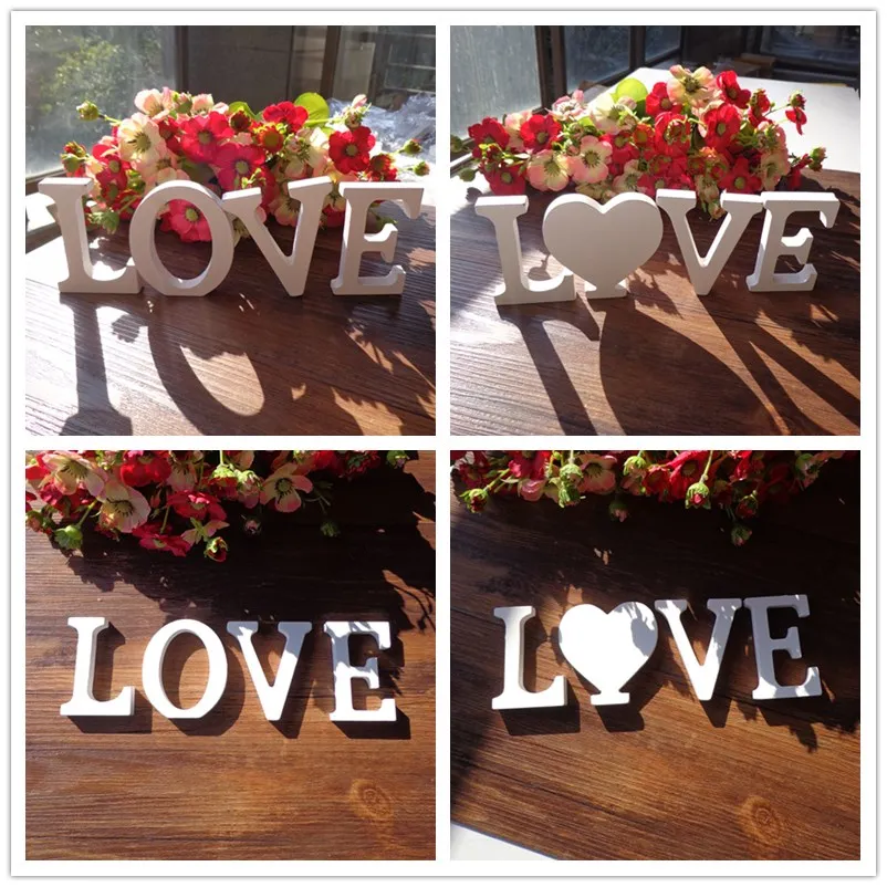 1set White Wooden English Letters Alphabet Word &quotLove&quot Standing Craft Ornaments DIY Personality Wedding Party Decoration | Дом и сад