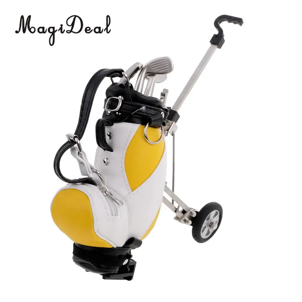 MagiDeal Mini Desktop Golf Cart Bag Holder and Golf Club Pen Home Office Novelty Gift - Send in Random Color