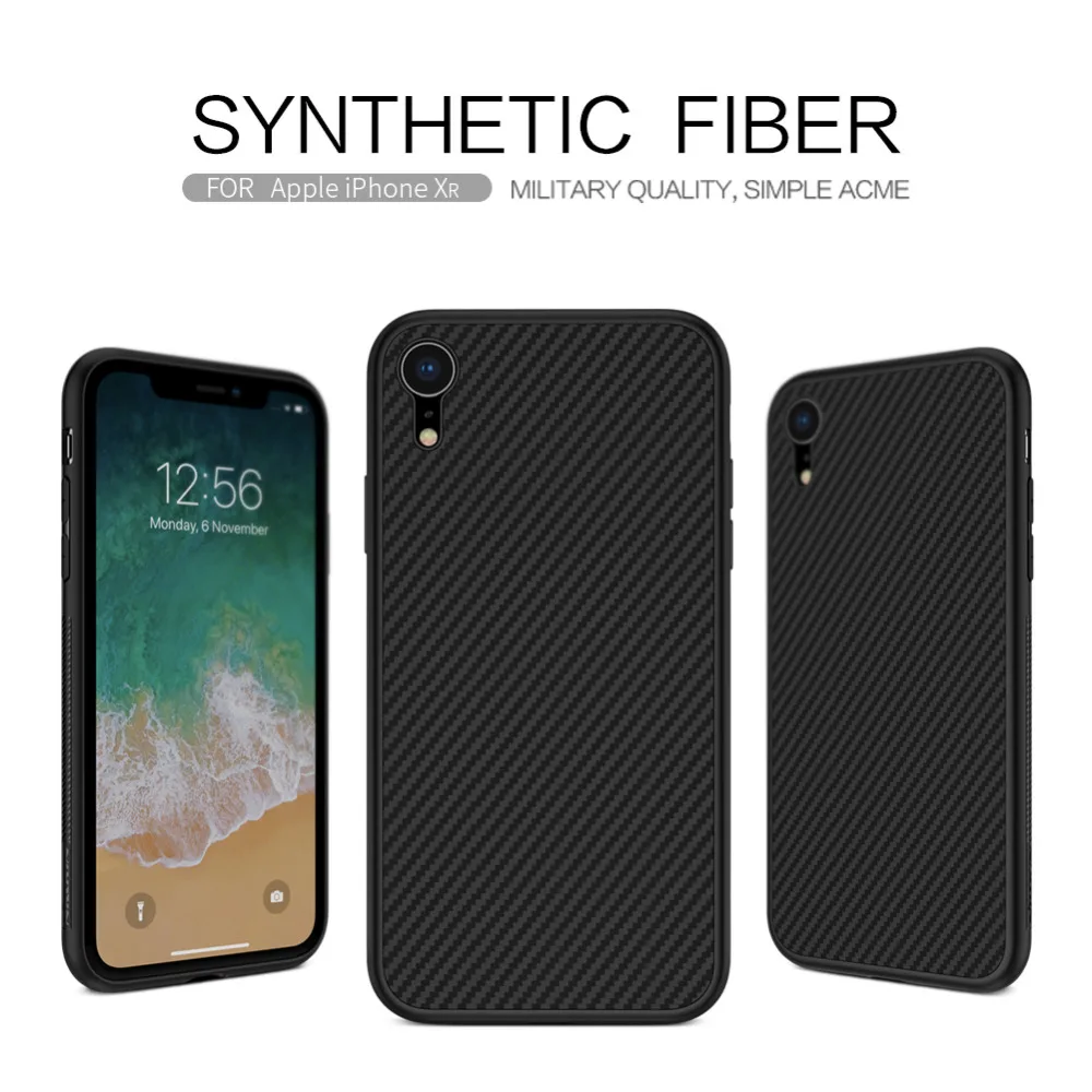 

For iPhone XR Case NILLKIN top Quality Synthetic Carbon Fiber PP Plastic Hard Back Cover Case For Apple iPhone XR cover 6.1inch