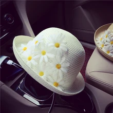 Летние шляпы для женщин Панама цветок Sombrero солнце дамы Chapeau Femme соломенная Складная Шляпа Пляжная кость козырек шапки подарок
