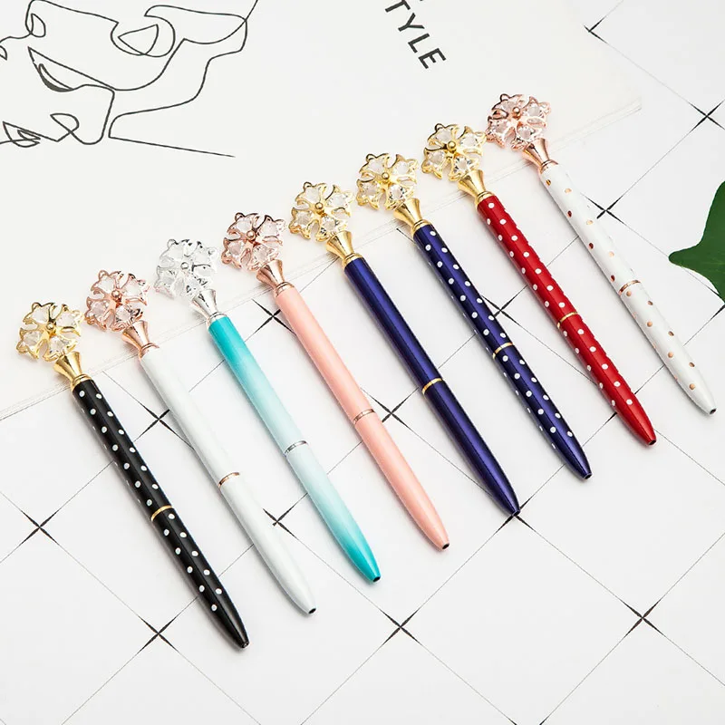 

1.0mm Creative Big Diamond Metal Crystal Ballpoint Pen For Writing Colorful Rotating Advertising Signature Pen School Supplies