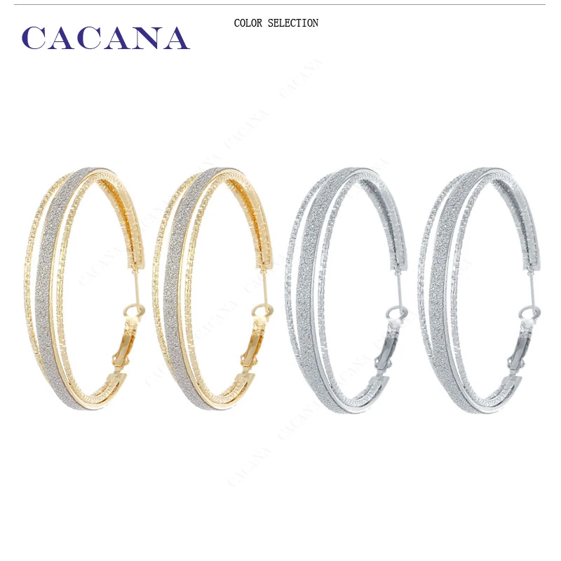 Длинные серьги кольца CACANA для женщин круглые в течение 2 колец бижутерия хит