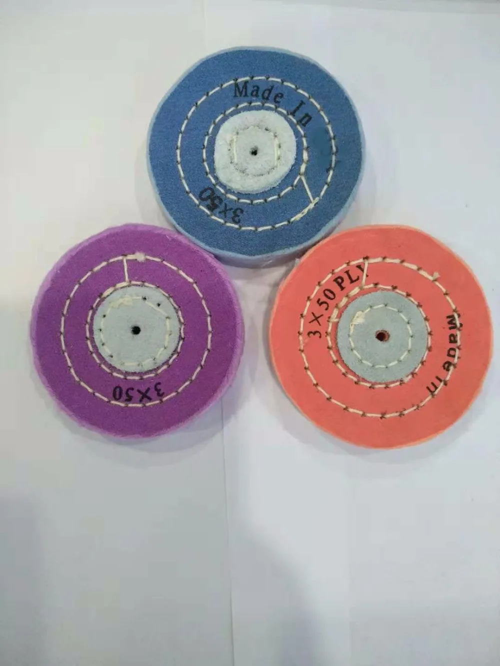 Free Shipping 3pcs 3" x 50 Jewelry Polish Cotton Buff Polishing Wheel for Motorsin Jewelry
