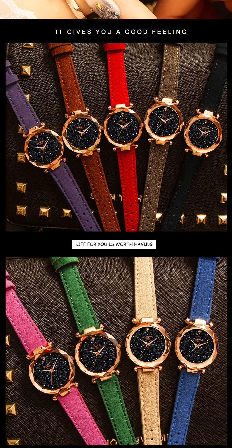 Звездное небо часы для женщин Звезда циферблат часы креативные модные дизайнерские кварцевые наручные часы Дамские женские часы relogio Feminino