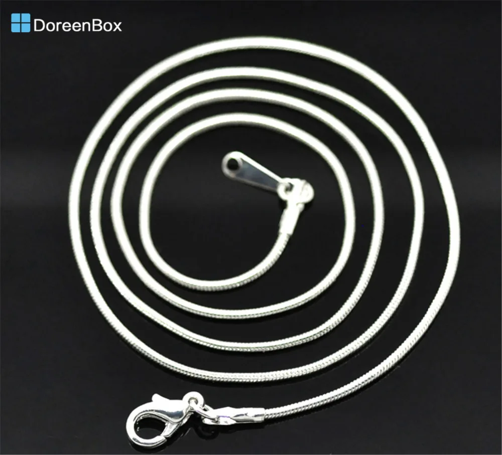 

Doreen Box hot- Silver color Lobster Clasp Copper Snake Chain Necklace 51cm(20-1/8"),12PCs (B18738)