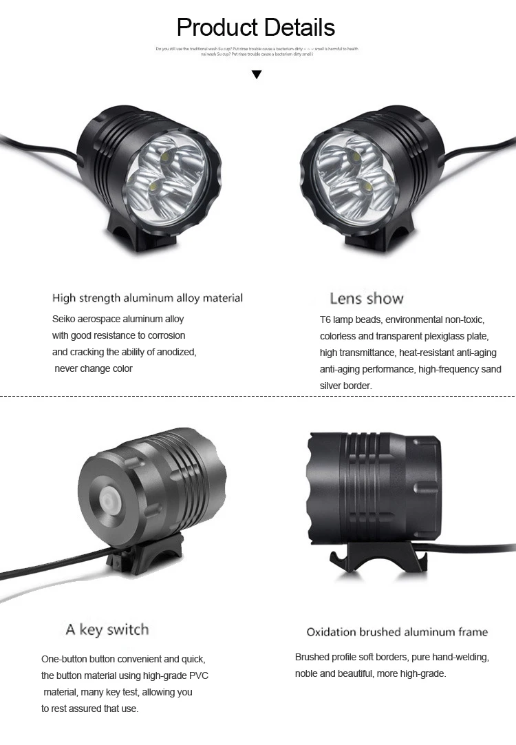 Sale 4000 Lumens Headlight 4 x  T6 LED Bike Bicycle Light  LED HeadLight Headlamp +6400mah Rechargeable battery Pack+charger 3