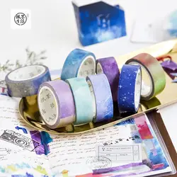 1 шт. васи ленты DIY звездное небо бумага клейкой ленты декоративные клейкие ленты Скрапбукинг наклейки Размер 15 мм * 7 м