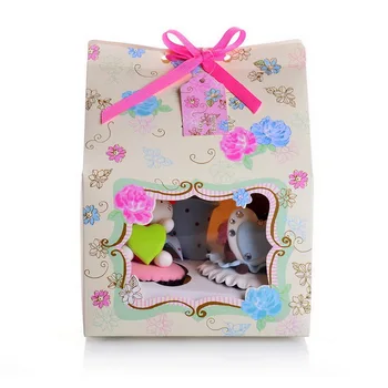 

Free shipping "Love in the afternoon PVC window 4 cake boxes include of insert and tag 100pcs