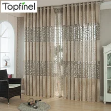 Strip Modern Luxury Window Curtains for Living Room Kitchen Sheer Curtain Panels