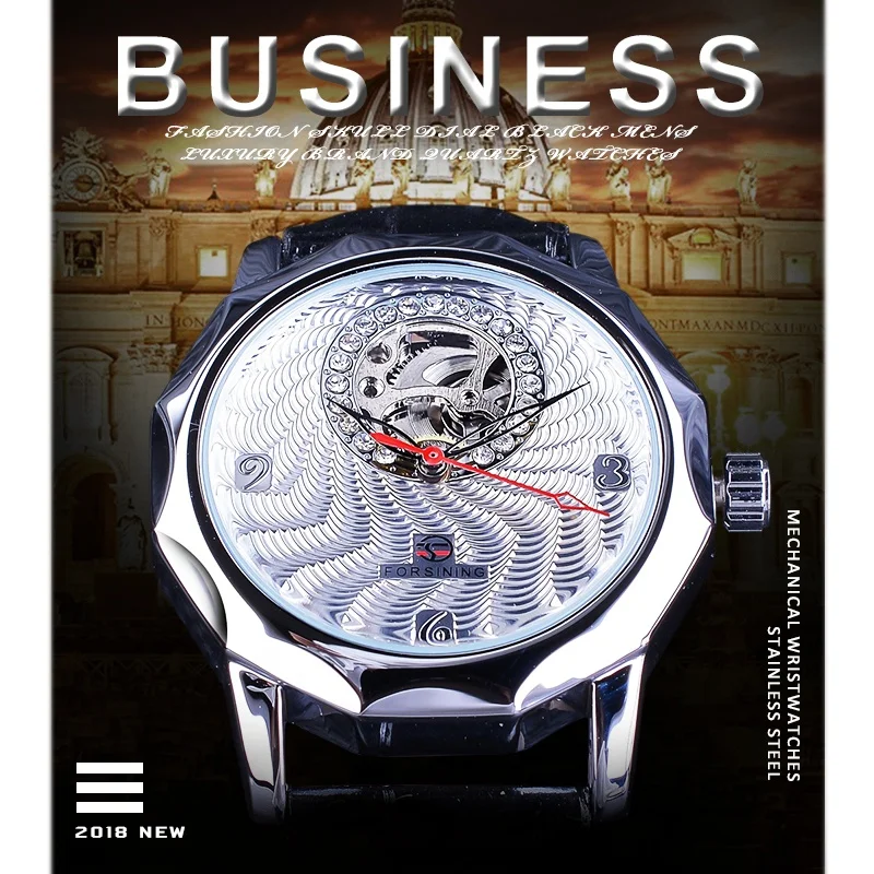 

Forsining Mens Watch Automatic Diamond Display Skeleton Watch Relojes Hombre Montres Hommes