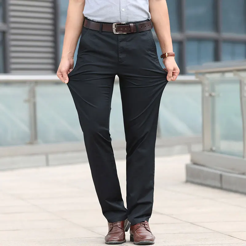 2019 Autumn JEEP Brand Casual Linen Pants Men's Casual Mid Elastic Waist Cotton Pants Fashion Trousers Full Length Straight (6)