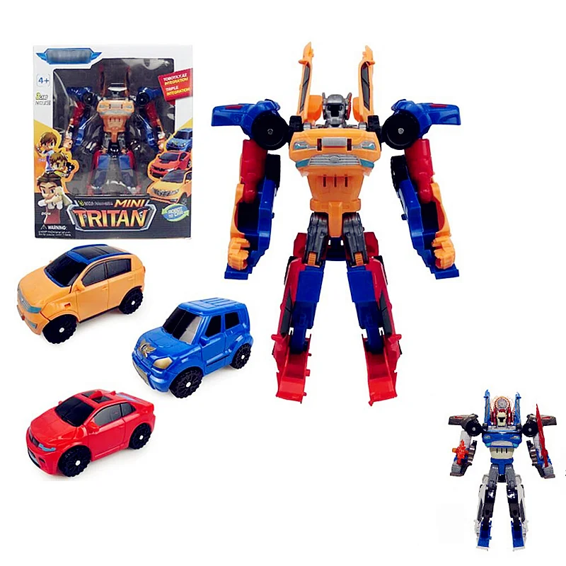 

Tobot Robot Kits Young Tritan 3 Mini Racing Car in 1 Korean Cartoon Deformation Figures Russia Toys for Children's Surpris Boys