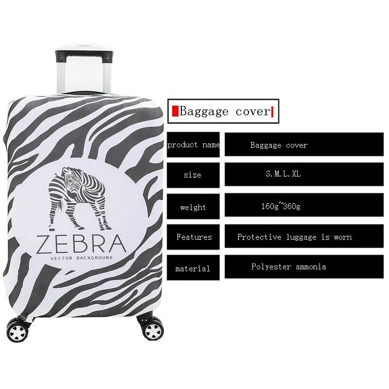 TLDGAGAS эластичный тканевый защитный чехол для багажа с рисунком зебры 18-32 дюймов Чехол на колесиках чехол для костюма аксессуары для путешествий