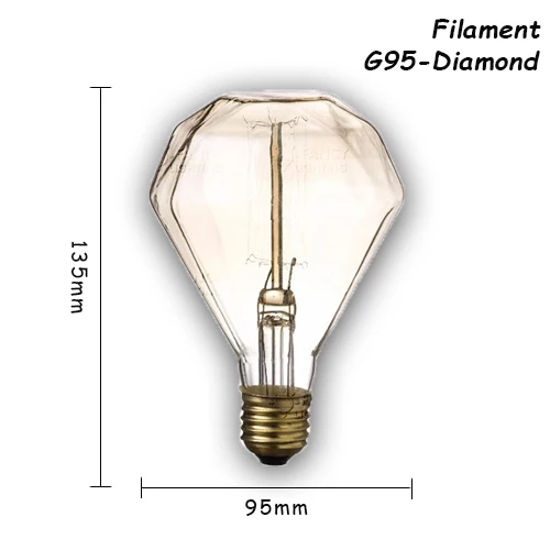 1 шт. Ретро лампа E27/E14 лампа Эдисона 110 В/220 В лампа накаливания для дома/гостиной декоративная винтажная лампа накаливания 40 Вт ампула - Цвет: G95-Diamond