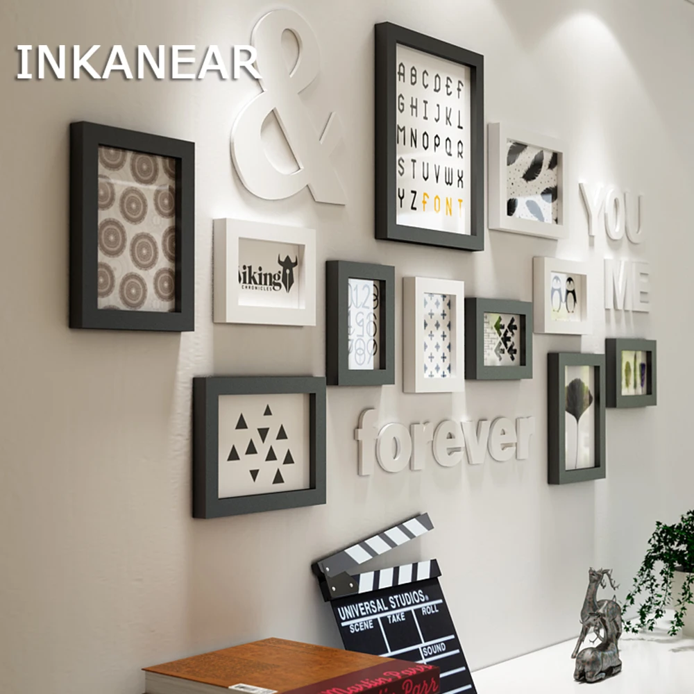 Multi Frame Picture Frames Home Decor Modern Living Room Fashion Bingkai Gambar Dekorasi Rumah Modern Ruang Tamu Fashion Lukisan Foto Set Surat Kayu Solid Dinding
