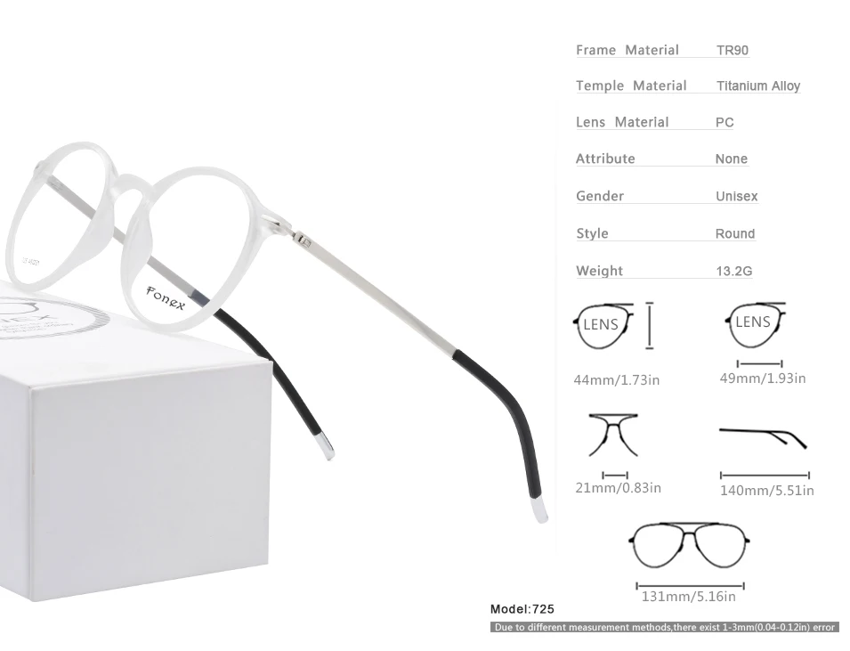 FONEX TR90, круглые очки, оправа для женщин, Ретро стиль, очки по рецепту, близорукость, оптическая оправа, мужские очки, Безвинтовые очки 725