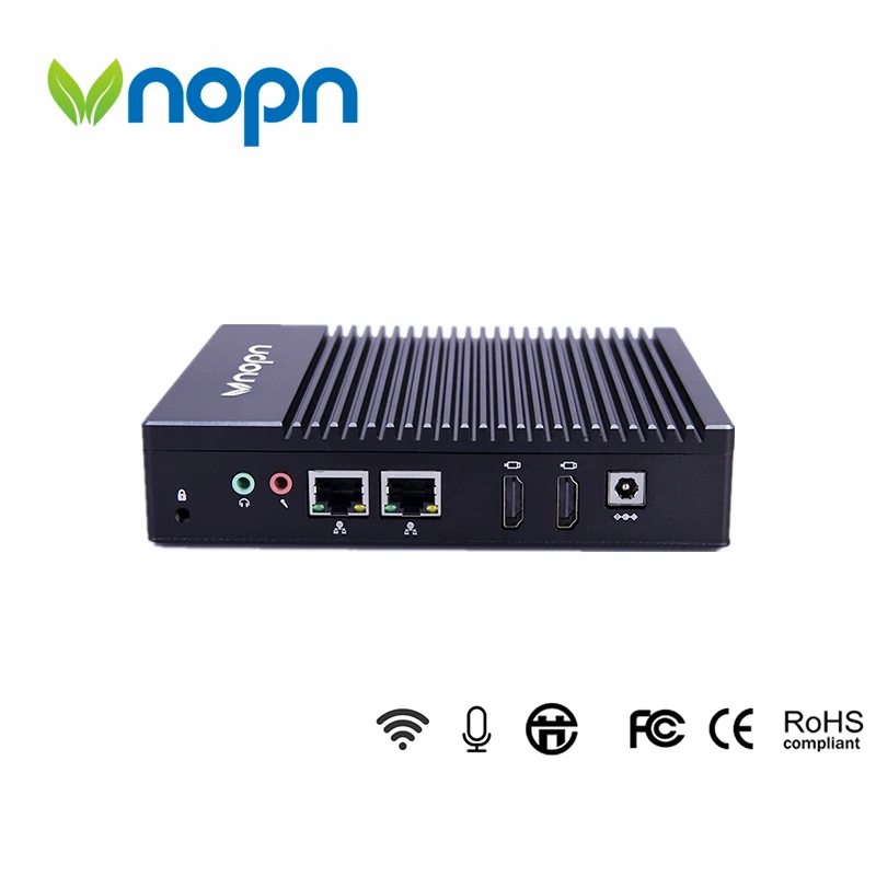 

Hot Sale Vnopn Intel Celeron Quad Core Support Win 7/8/10 System Personal Computer Fanless X86 Mini PC 2 Rj45 Port