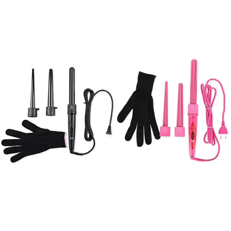 

3 In 1 Electric Hair Curler Curling Iron Wand LED lamp temperature selects Hair Styling Tool Roller 3 Parts Clip Iron Curler set