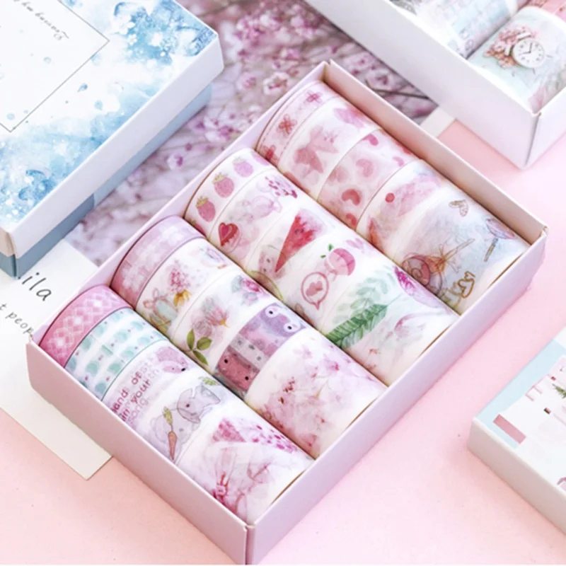 20Pcs/Set Cute Cartoon Printed Floral Paper Masking Washi Tape Set Scrapbooking DIY Decoration Adhesive Tapes