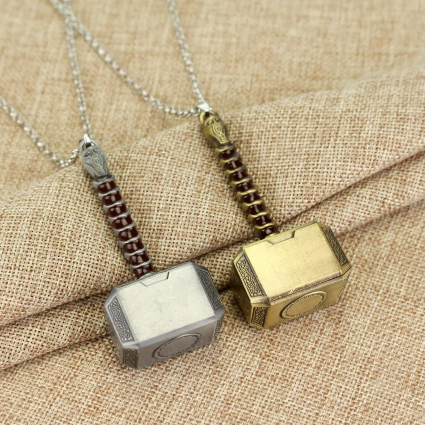 

New Sale the Avenger Thor Hammer Can Be Engraved Letter Alloy Necklace Pendant Silver Chain Can Be Choice