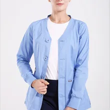 Ограниченное по времени предложение- тканые кнопка закрытия центр медицинский лабораторный халат Для женщин два кармана разминки медицинский уход скраб куртка