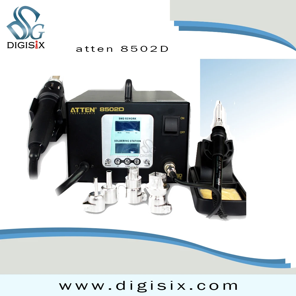 2 in 1 Intelligence Lead-free Hot Air Gun Soldering Station Dual LCD digital BGA SMD Rework 220V 800W ATTEN AT8502D | Инструменты