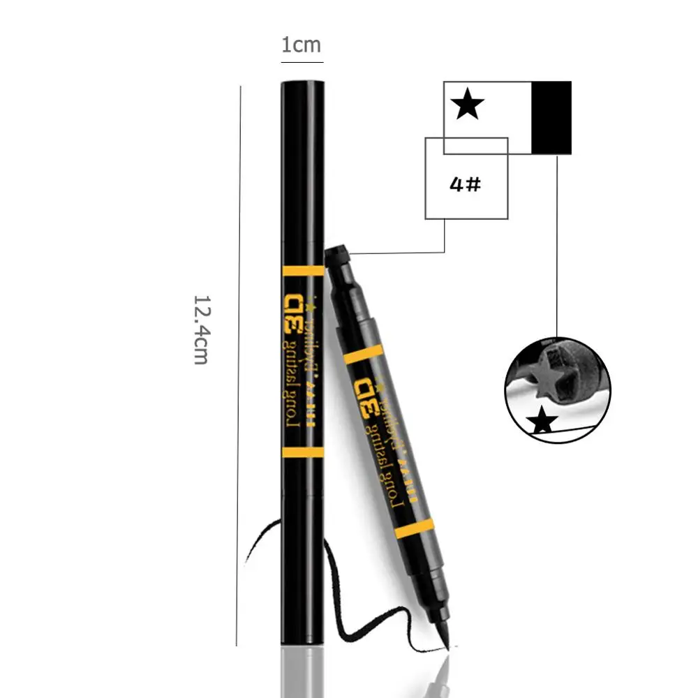 Водостойкая Подводка для глаз с двойной головкой, ручка для нанесения татуировки, штамповка, карандаш для подводки, цветок/сердце/звезда, подводка для глаз, инструменты для макияжа - Цвет: Star
