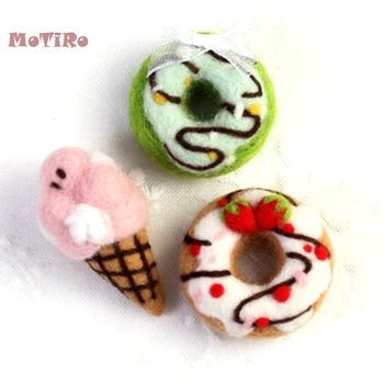 

MoTiRo,Non-Finished Felt Material DIY Package,Food Ice cream&Donut Pattern Wool Felting Pocked Felt For Beginners with Tools