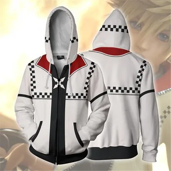 

Kingdom Hearts Sora Sweatshirt Cosplay men and women costume Anime 3D Printed Sweatshirt zipper Cartoon hooded sweater Jackets