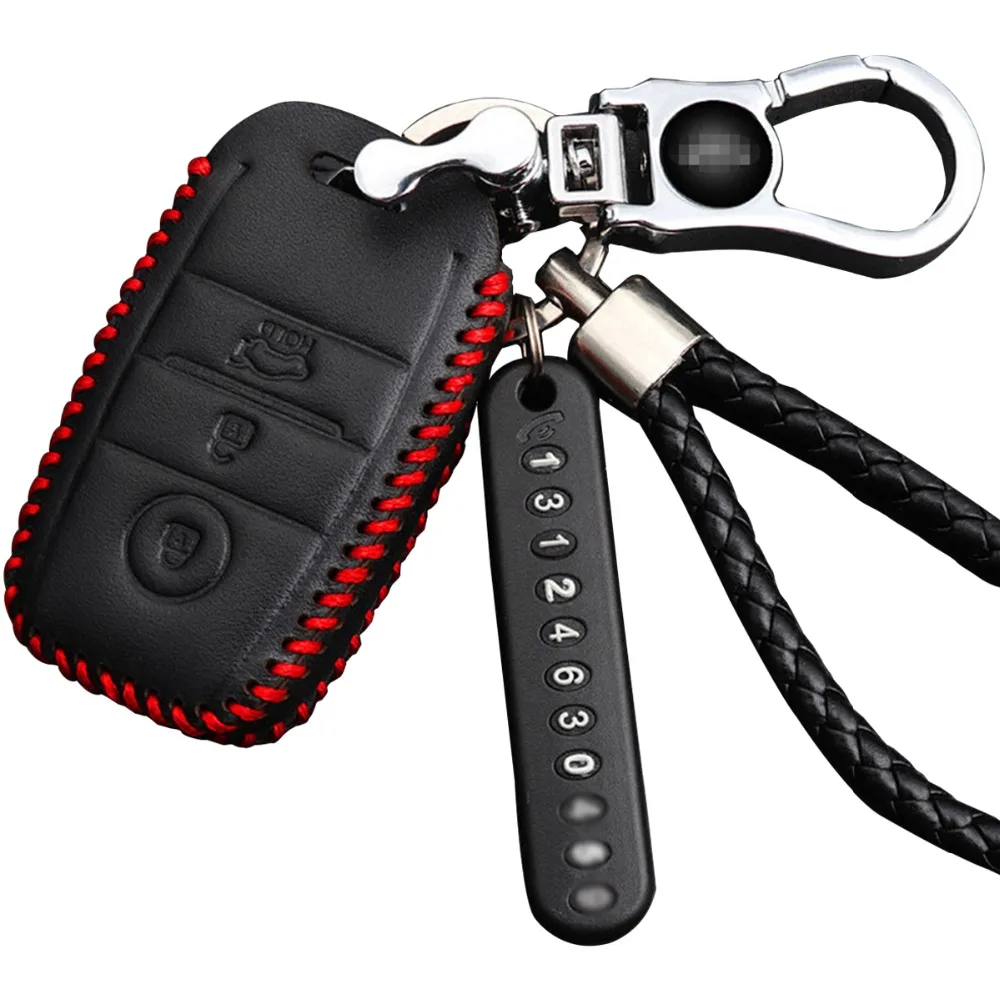 Genuine Leather Smart Key Case Cover for KIA Rio 3 K2 K3 K4 K5 SportageR Sportage Sorento Soul Cerato Carens KX Car Styling Genuine Leather Smart Key Case Cover for KIA Rio 3 K2 K3 K4 K5 SportageR Sportage Sorento Soul Cerato Carens KX Car Styling