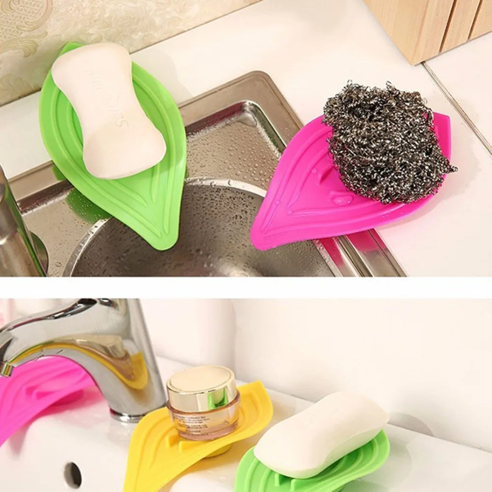 2Pcs Multifunction Bathroom Soap Dish Case Holder PP Leaves Portable