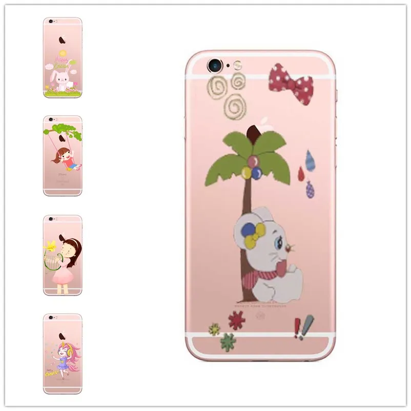 Милый маленький кролик и милая маленькая девочка. ТПУ для iPhone 8 7 6 6s 5S плюс х Мягкий