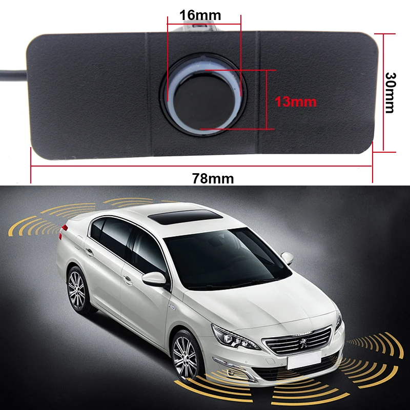 Sinairyu16mm Original Flat Parking Sensor, Car LED Parking Sensor Front Rear 8 Sensors For All Cars Reverse Radar Monitor System