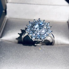 Newest Sparkling luxury Flower ring CZ Zircon silver jewelry Engagement Wedding Band Rings for women D30 Newest Sparkling luxury Flower ring CZ Zircon silver jewelry Engagement Wedding Band Rings for women D30