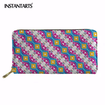 

INSTANTARTS Women Wallets PU Leather Famous Brand Designer Long Wallet Woman Wallets Female Card Coin Money Bag Female Burse
