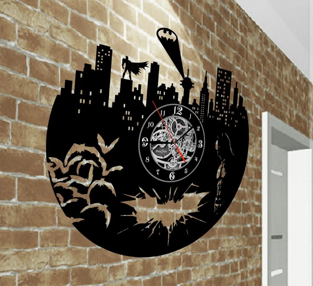 

Batman Arkham City Logo Best Wall Clock_Wall Clock Made Of Vinyl Record_Original gift