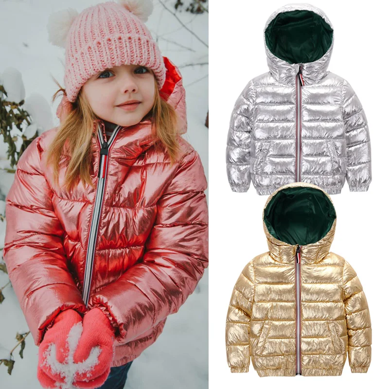 HH manteau d'hiver pour filles | Rose, or, argent, veste en duvet pour garçons, veste de neige pour adolescents de 2-8-10 ans