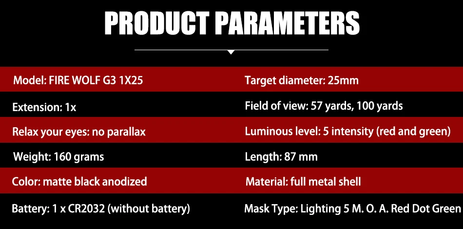 Огненный волк Тактический Red Dot G3 1X25 MP5 конические красный/зеленая подсветка точка зрения охотничий прицел Красная точка зрения