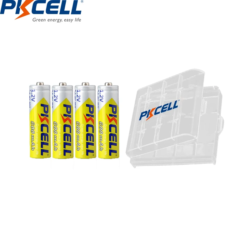 4 шт. PKCELL AA батарея 600mah 1 2 v NIMH перезаряжаемый батарейки АА подзарядка и aa