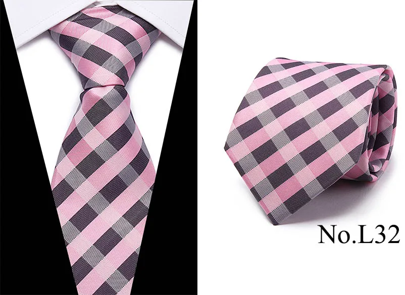 Роскошный мужской классический галстук 7,5 см, Шелковый жаккардовый галстук в клеточку, галстук в клеточку, галстук в полоску, мужские деловые свадебные аксессуары