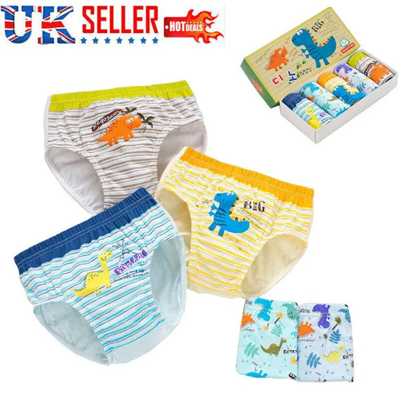 

Emmababy Fashion 5Packs Kids Boys Cotton Soft Dinosaur Briefs Washable Underwear Briefs Panties Casual Cute Comfort