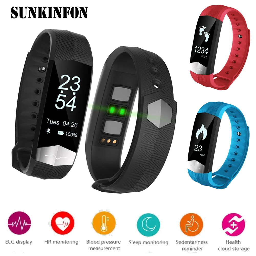 For Huawei P9 P10 Plus Mate S 9 8 Bluetooth Smart Wristband ECG Display Heart Rate Blood Pressure Fitness Monitor Bracelet | Электроника