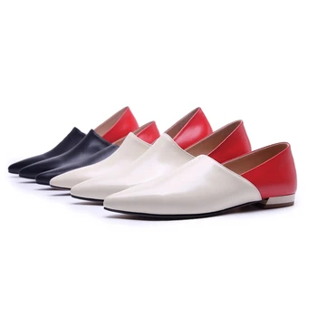 

ORCHA LISA Cow Genuine Leather Women Pumps Hoof Heel Pointed Toe Slip on Concise Shallow Summer Ladies Shoes Zapatos Mujer C750
