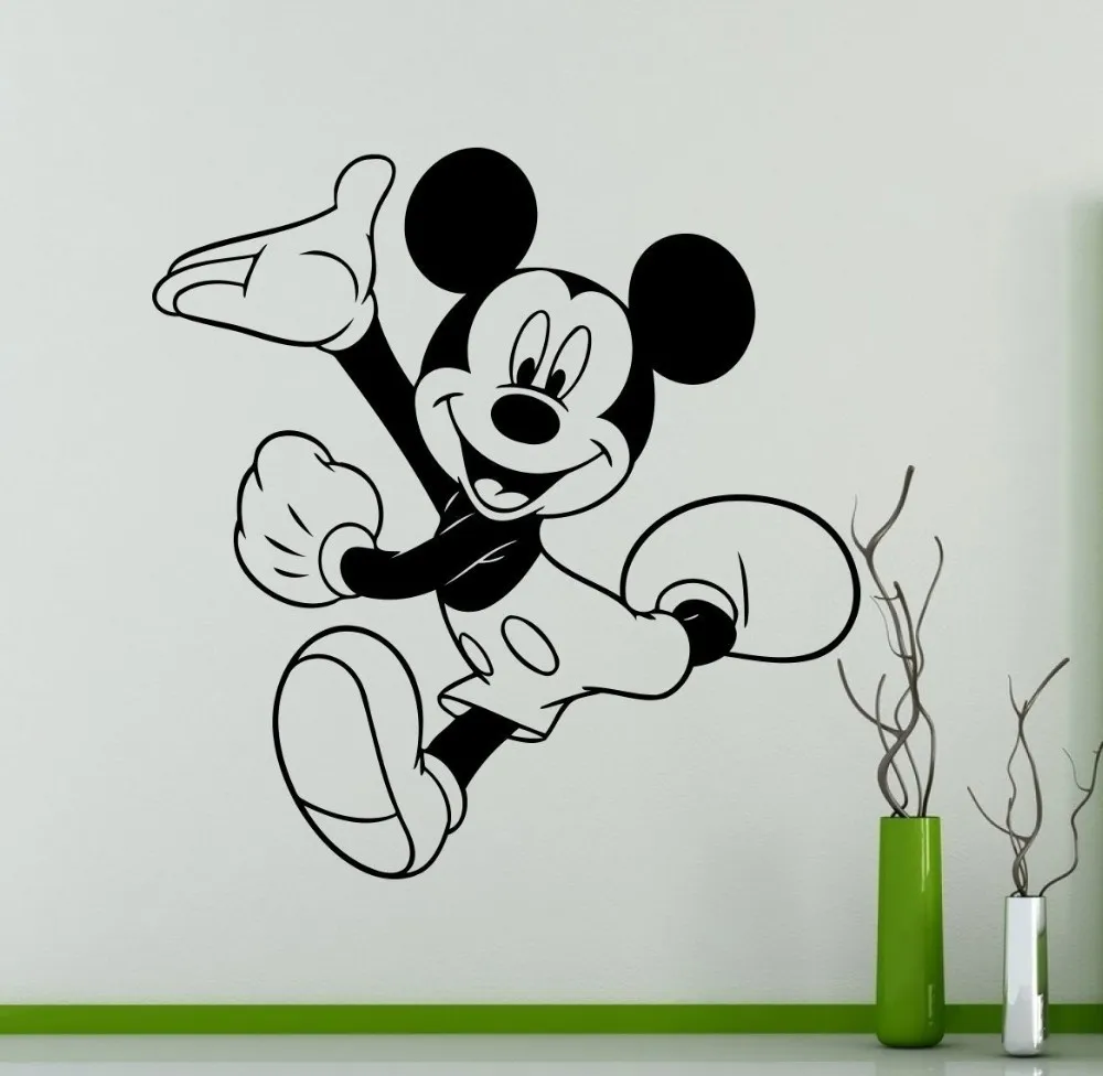 Hot Mickey Mouse Wall Decal Cartoon Vinyl Sticker Art Mickey Mouse Wall Decal Cartoon Vinyl Sticker Art Decor Children S Kids Room Ideas Interior Removable Design