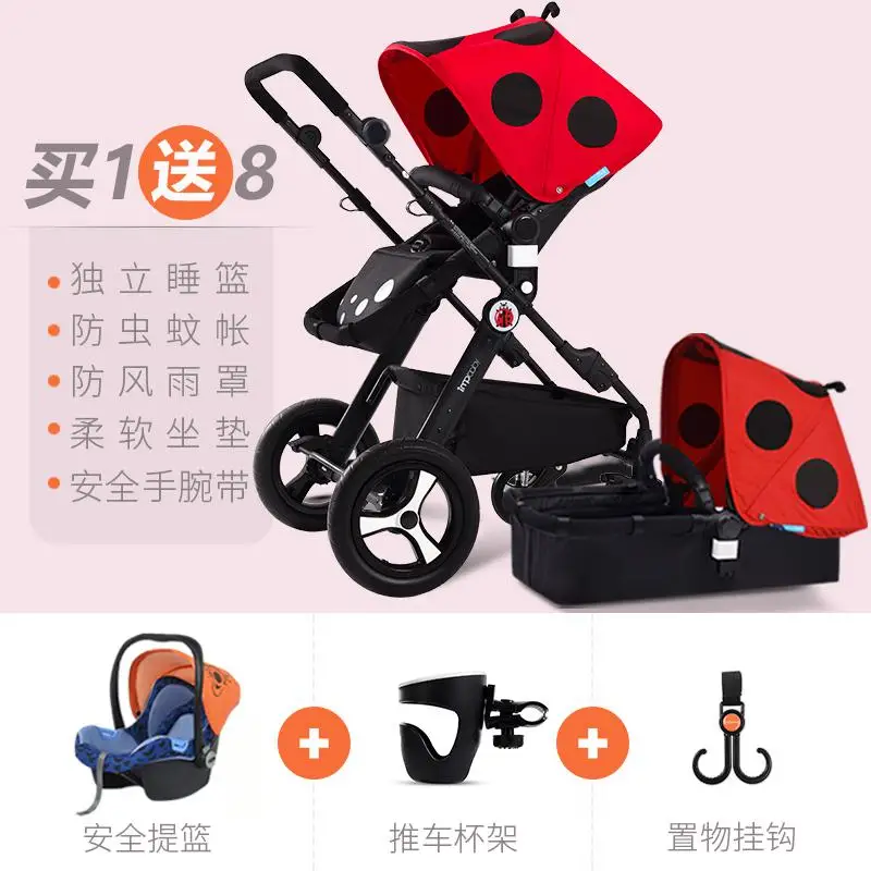 Детская прогулочная коляска с высоким пейзажем, легкая складная детская коляска с двусторонним амортизатором - Цвет: M