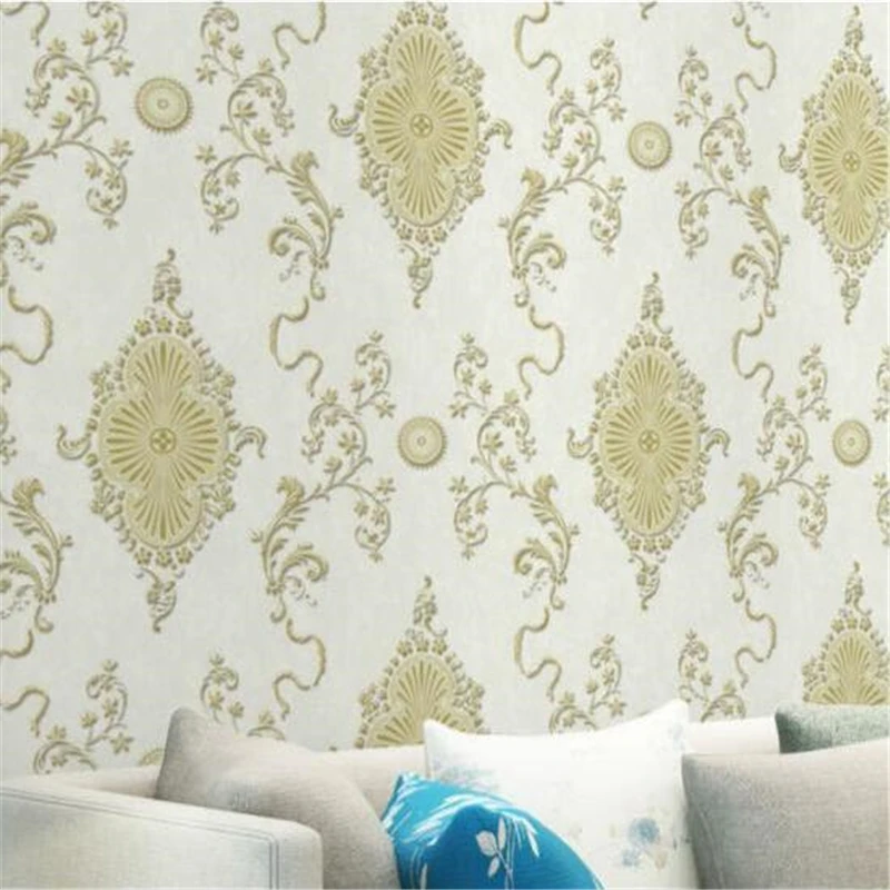 

beibehang European high-grade embossed 3D deep embossed non-woven version AB exquisite luxury living room wallpaper