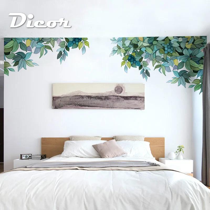 Pegatinas de Pared Hierba Verde Flores Silvestres Y Mariposas Hogar Decoración de ventana
