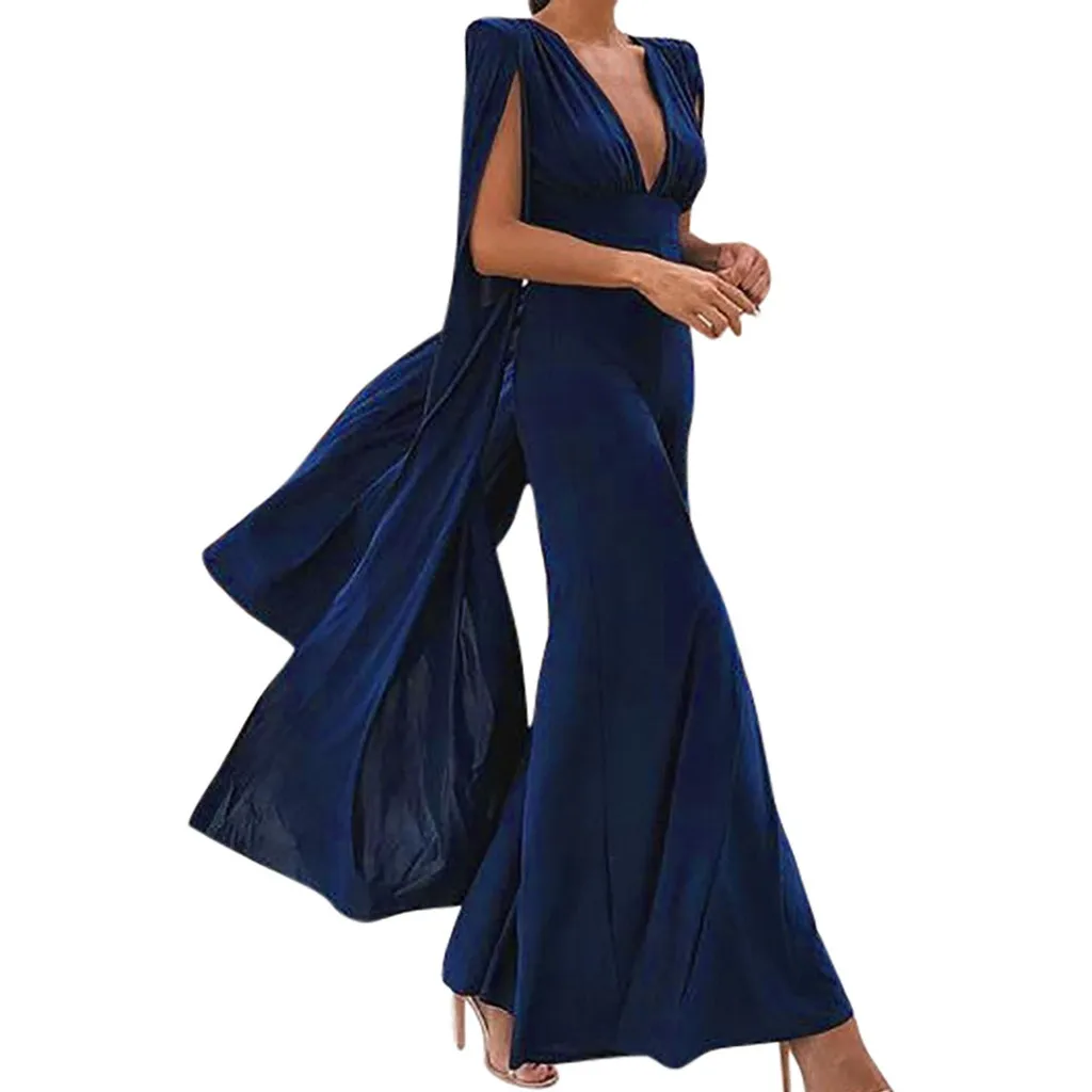 

Sexy Dress Cloak Sleeves Summer Women V-Neck Long Sleeve Solid Formal Dress Casual Vocation Maxi Elegant Evening Party Dress