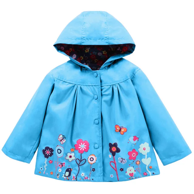 Зимняя одежда для мальчиков, ветровка, плащ для девочек, верхняя одежда, детская одежда с капюшоном, куртки-дождевики для девочек, пальто, детская одежда - Цвет: Sky Blue